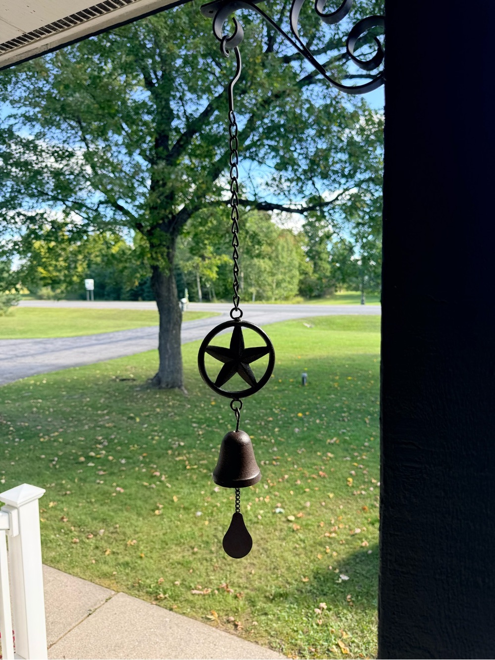 Rustic Western Lone Star Metal Hanging Bell Wind Chime Farmhouse Decor